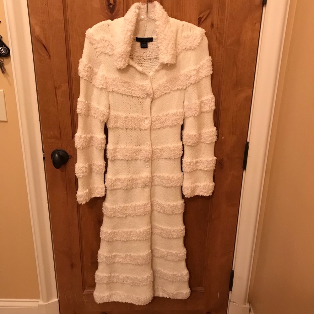 BilliE H Winter White Coat Sweater